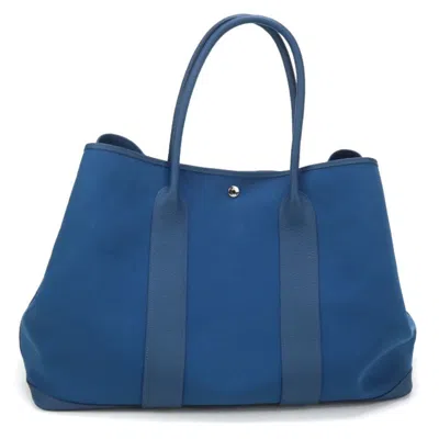 Pre-owned Hermes Blue Toile Officier Negonda Leather Tote Bag ()