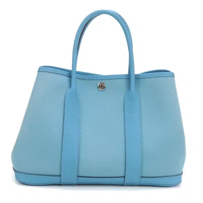 Pre-owned Hermes Blue Toile Officier Tote Bag ()