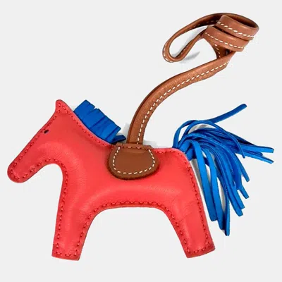 Pre-owned Hermes Blue/orange Leather Rodeo Bag Charm Small
