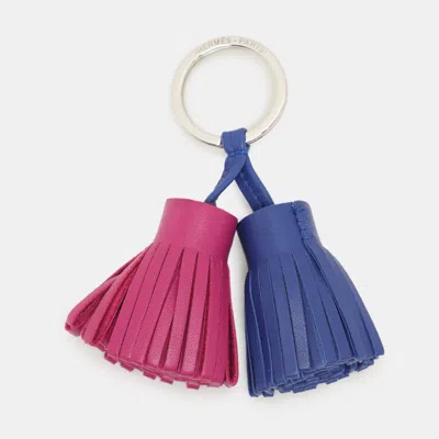 Pre-owned Hermes Hermès Blue/pink Leather Carmen Uno-dos Key Ring
