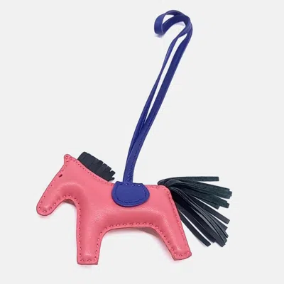 Pre-owned Hermes Blue/pink Leather Rodeo Small Bag Charm