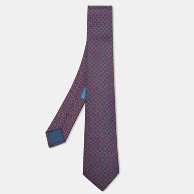 Pre-owned Hermes Hermès Blue/red At'h Twillbi Silk Tie