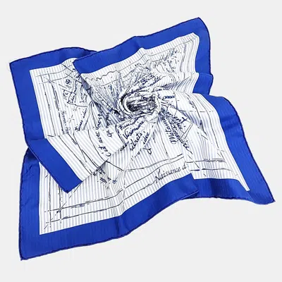 Pre-owned Hermes Blue/white Silk Scarf