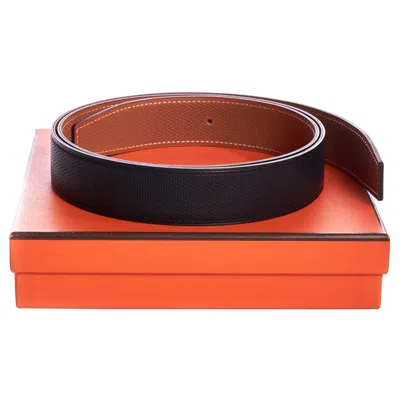 Pre-owned Hermes Hermès Bnib Reversible Leather Strap 32m In Brown