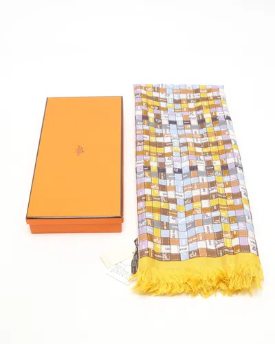 Pre-owned Hermes Hermès Bolduc Au Carre Cashmere Silk Scarf