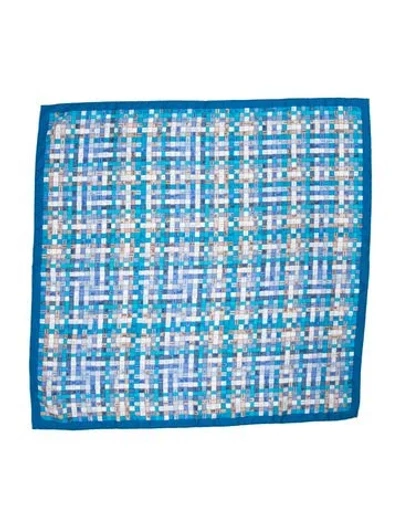 Pre-owned Hermes Bolduc Au Carré Silk Scarf In Blue