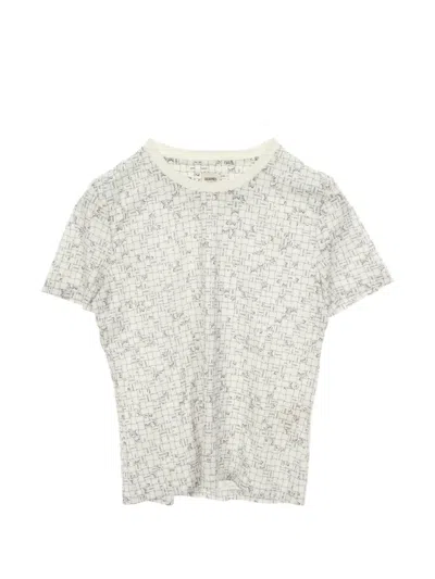 Pre-owned Hermes Bolduc Check T-shirt In White