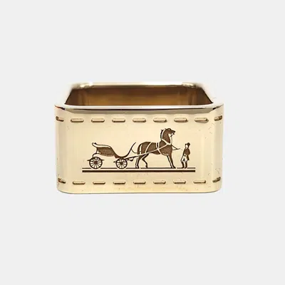 Pre-owned Hermes Hermès Bolduc Gold Tone Scarf Ring In Multi