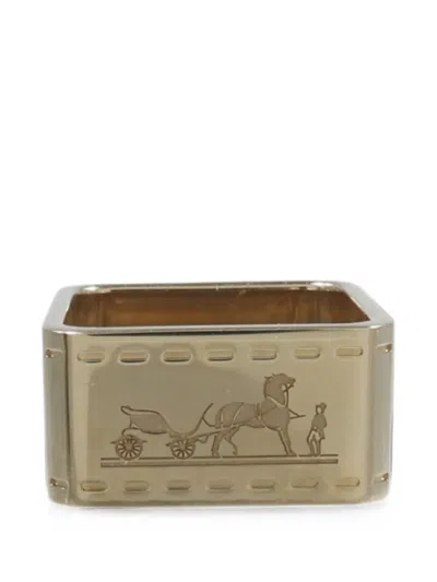 Pre-owned Hermes Bolduc Scarf Ring In Gold