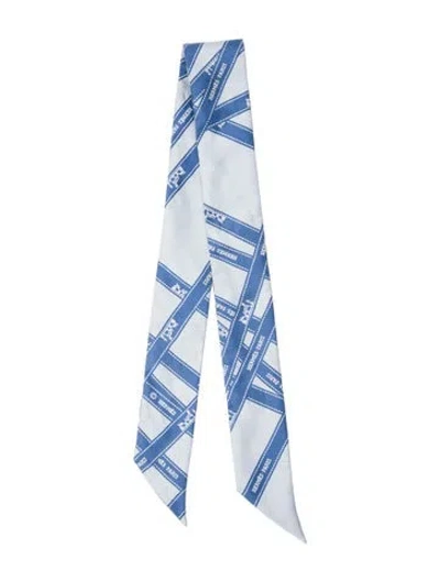Pre-owned Hermes Bolduc Silk Twilly Scarf In Blue