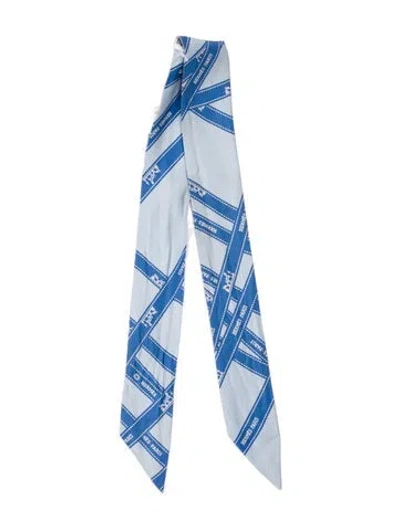 Pre-owned Hermes Bolduc Silk Twilly Scarf In Blue