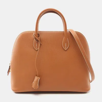 Pre-owned Hermes Bolide 1923 30 Hand Shoulder Bag Epsom Brown Gold Ghw