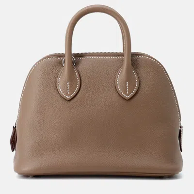 Pre-owned Hermes Bolide 1923 Mini Etoupe Evercolor Bag In Brown