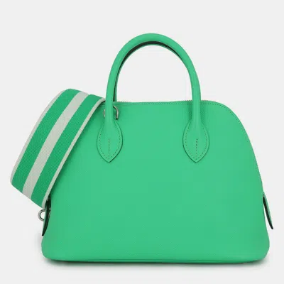 Pre-owned Hermes Bolide 1923 Sangle Woolly Vert Comics/vert Fizz Epsom Size 25 In Green