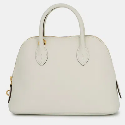 Pre-owned Hermes Bolide 1923 Verso Mushroom/biscuit Evercolor Size 25 In White