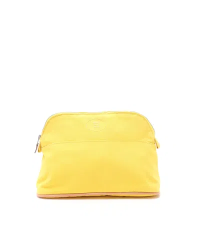 Pre-owned Hermes Hermès Bolide 25 Cosmetic Pouch In Yellow