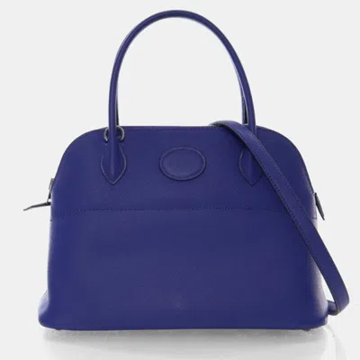 Pre-owned Hermes Bolide 27 Bleu Electric Epsom Handbag In Blue