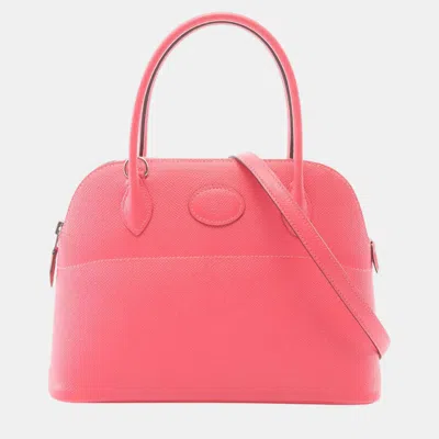 Pre-owned Hermes Bolide 27 Pink Epsom Calfskin Leather Top Handle Bag
