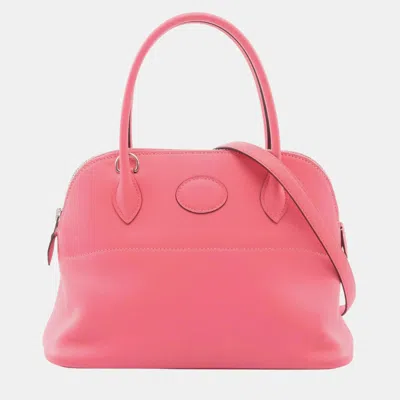 Pre-owned Hermes Bolide 27 Rose Azalee Veau Swift Leather Top Handle Bag In Pink
