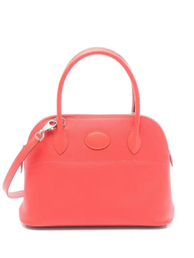 Pre-owned Hermes Bolide 27 Rose Jaipur Handbag Veau Epsom Pink Red Silver Hardware 2way □q Stamp