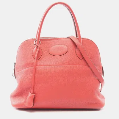 Pre-owned Hermes Bolide 31 Bougainvillea Taurillon Clemence Leather Top Handle Bag In Red