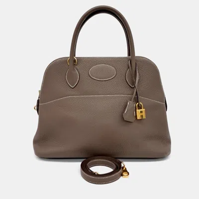 Pre-owned Hermes Bolide 31 Brown Leather Handbag