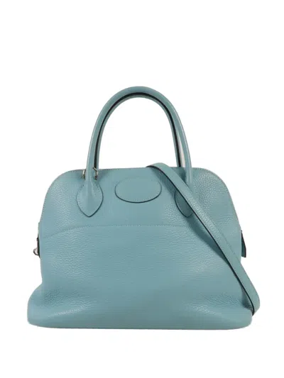 Pre-owned Hermes Bolide 31 Clemence Leather Tote Bag In Blue