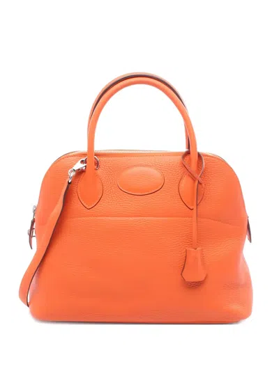 Pre-owned Hermes Bolide 31 Feu Leather Top-handle Tote Bag In Orange