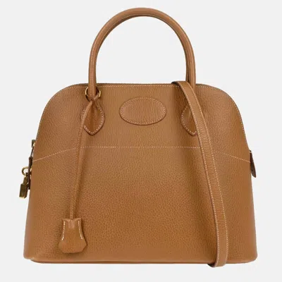 Pre-owned Hermes Bolide 31 Natural Courchevel 2way Handbag In Brown