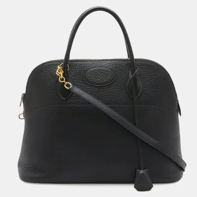 Pre-owned Hermes Bolide 35 Black Fjord Leather Top Handle Bag