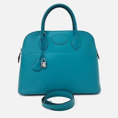 Pre-owned Hermes Bolide 35 Blue Leather Bag