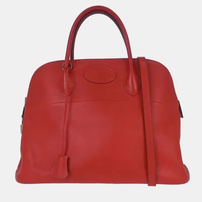 Pre-owned Hermes Bolide 35 Vermilion Swift Handbag In Red