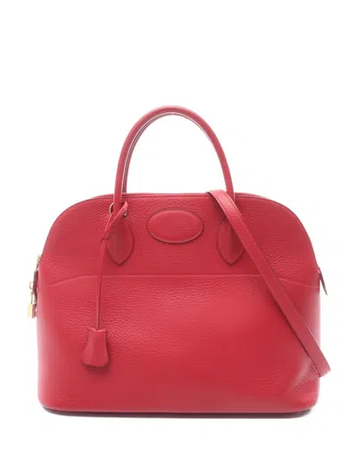 Pre-owned Hermes Bolide 37 Handbag In Red