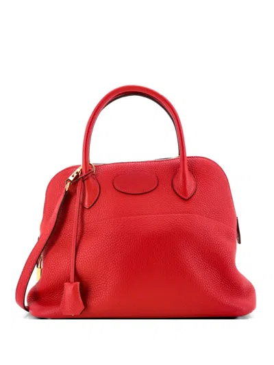Pre-owned Hermes Bolide Bag Clemence 31 Satchel In Red