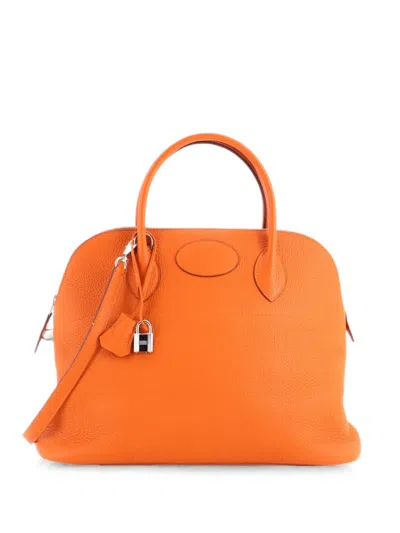 Pre-owned Hermes Bolide Bag Clemence 35 Satchel In Orange