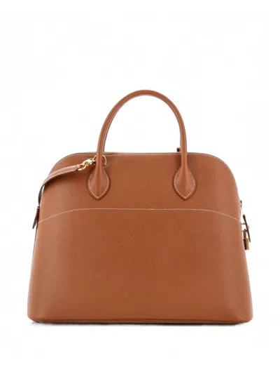 Pre-owned Hermes Bolide Bag Courchevel 35 Satchel In Brown
