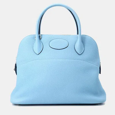 Pre-owned Hermes Bolide Bruno Size 31 Taurillon Clemence Bag In Blue