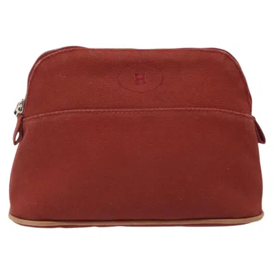 Pre-owned Hermes Hermès Bolide Burgundy Canvas Clutch Bag ()