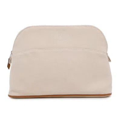 Pre-owned Hermes Bolide Cotton Canvas Pouch () In White