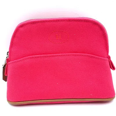 Pre-owned Hermes Bolide Cotton Clutch Bag () In Pink