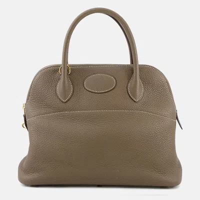 Pre-owned Hermes Bolide Etoupe Taurillon Clemence Size 31 In Brown