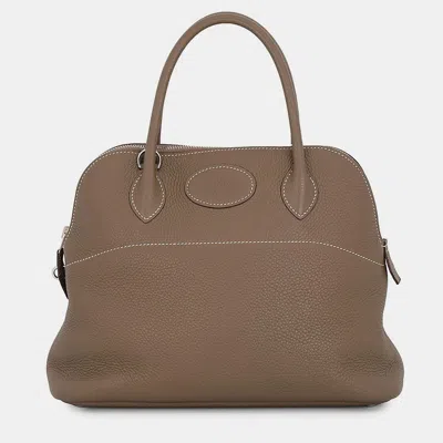 Pre-owned Hermes Bolide Etoupe Taurillon Clemence Size 31 In Brown