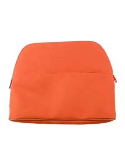 Pre-owned Hermes Bolide Large Cosmetic Pouch In Orange