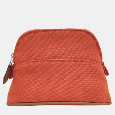 Pre-owned Hermes Bolide Mini Pouch In Orange
