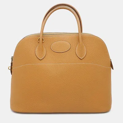 Pre-owned Hermes Bolide Natural Sable Fjord Leather Size 35 In Sand