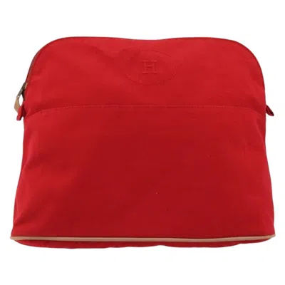 Pre-owned Hermes Bolide Pouch Canvas Red Canvas Clutche & Pouche Bag ()