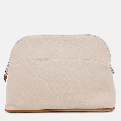 Pre-owned Hermes Hermès Bolide Pouch Natural Cotton Canvas Mm