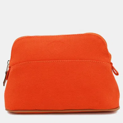 Pre-owned Hermes Bolide Pouch Orange Canvas Size Mini