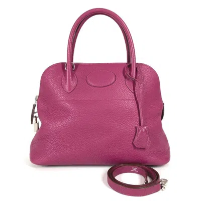 Pre-owned Hermes Bolide Purple Taurillon Clemence Leather Handbag Shoulder Bag Tote Bag ()