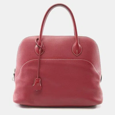 Pre-owned Hermes Bolide Relax 35 Rouge H Leather Bag In Brown